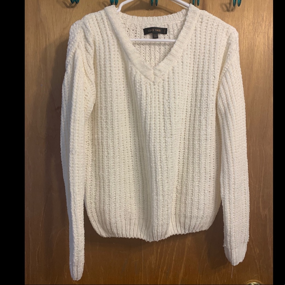 White V-Neck Sweater